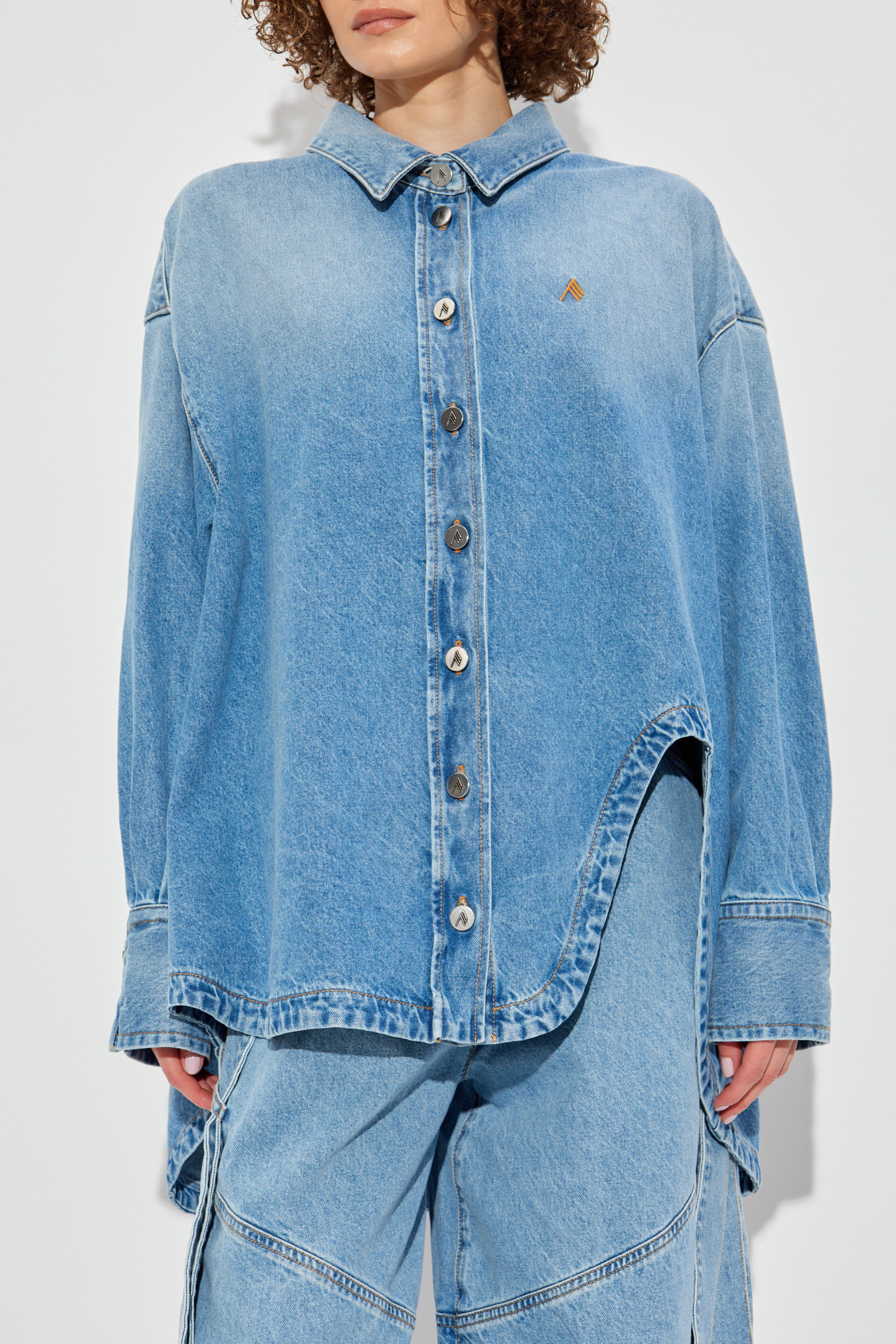 Tシャツ・カットソー THE ATTICO Denim oversize shirt (251WCB00068DDD085AA 024) Blue Denim shirt The Attico - Vitkac France